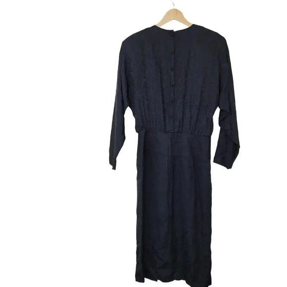 Vintage Maggy London by Jeannene Booher SILK Dress 12 Black Paisley Whimsigoth - Picture 3 of 12